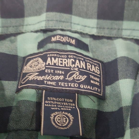 American Rag Green and Blue Casual Button Down Shirt - Picture 2 of 6